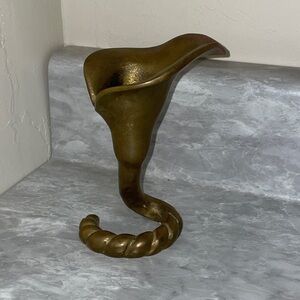 Brass Calla Lily Flower Candlestick Holder HONG KONG MCM Mid-Century